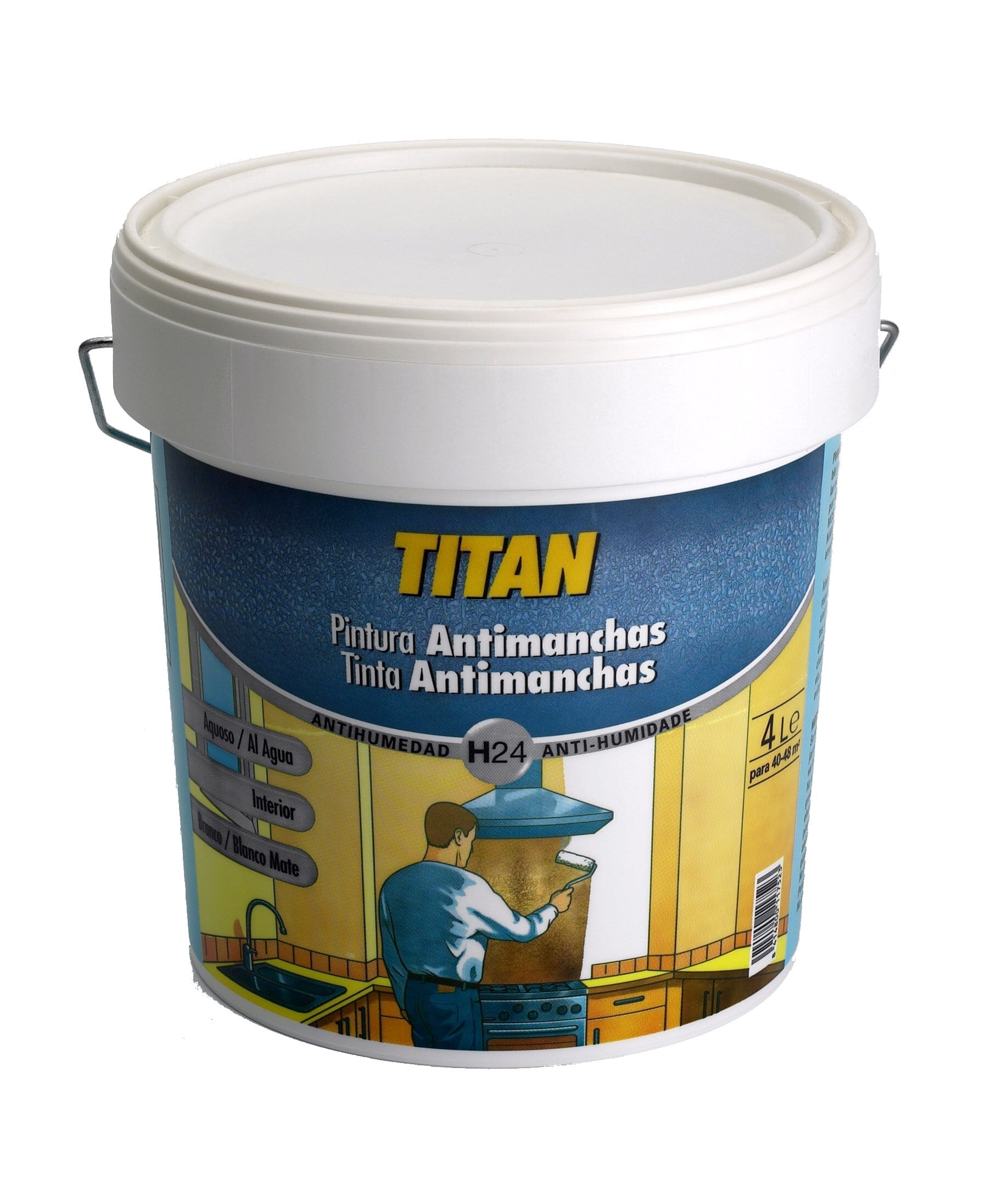 PINTURA ANTIMANCHAS H24 INTERIOR MATE 4 LT. BLANCO