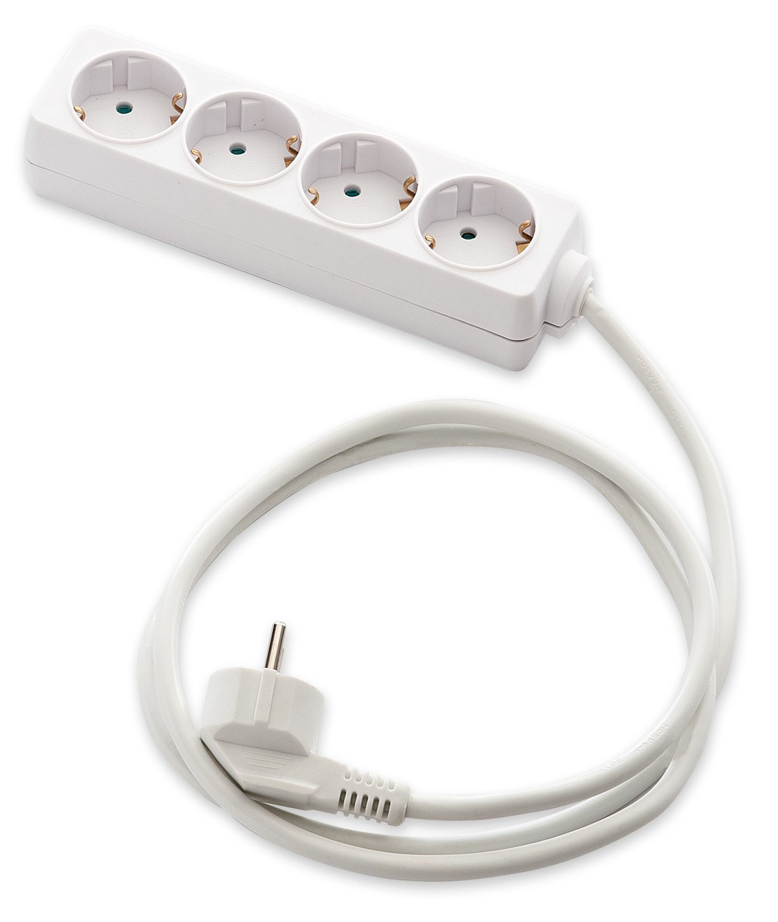 BASE ENCHUFE 4 TOMAS T.T ECOSOCKET SIN INTERRUPTOR Y CABLE 1,5 MT. BLANCO 9/504