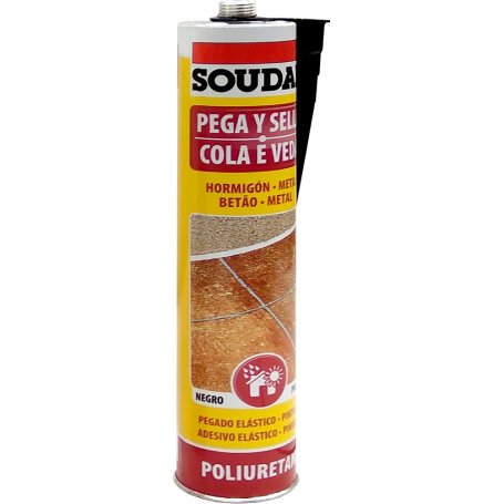 MASILLA POLIURETANO SELLA Y PEGA NEGRO CARTUCHO 310 ML. SOUDAL