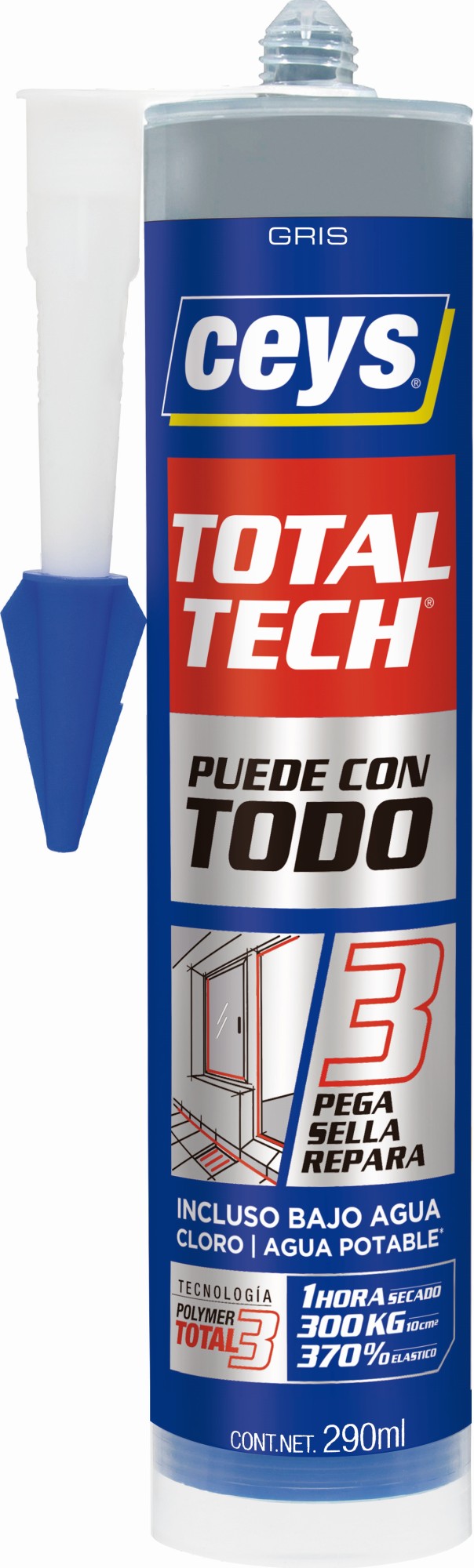 TOTAL-TECH GRIS CARTUCHO 290 ML. CEYS