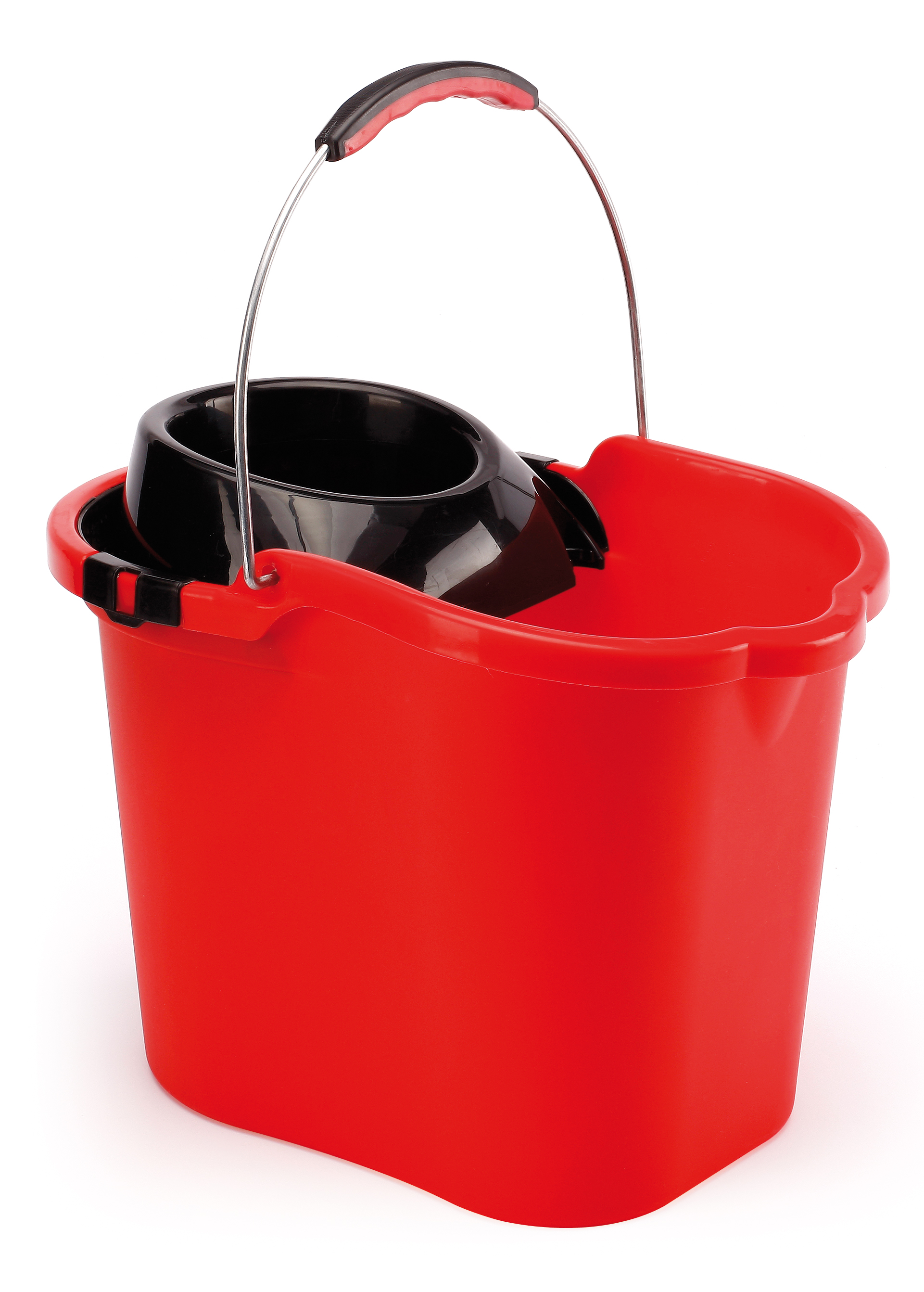CUBO RECTANGULAR CON ASA METÁLICA +  ESCURRIDOR 16 L.