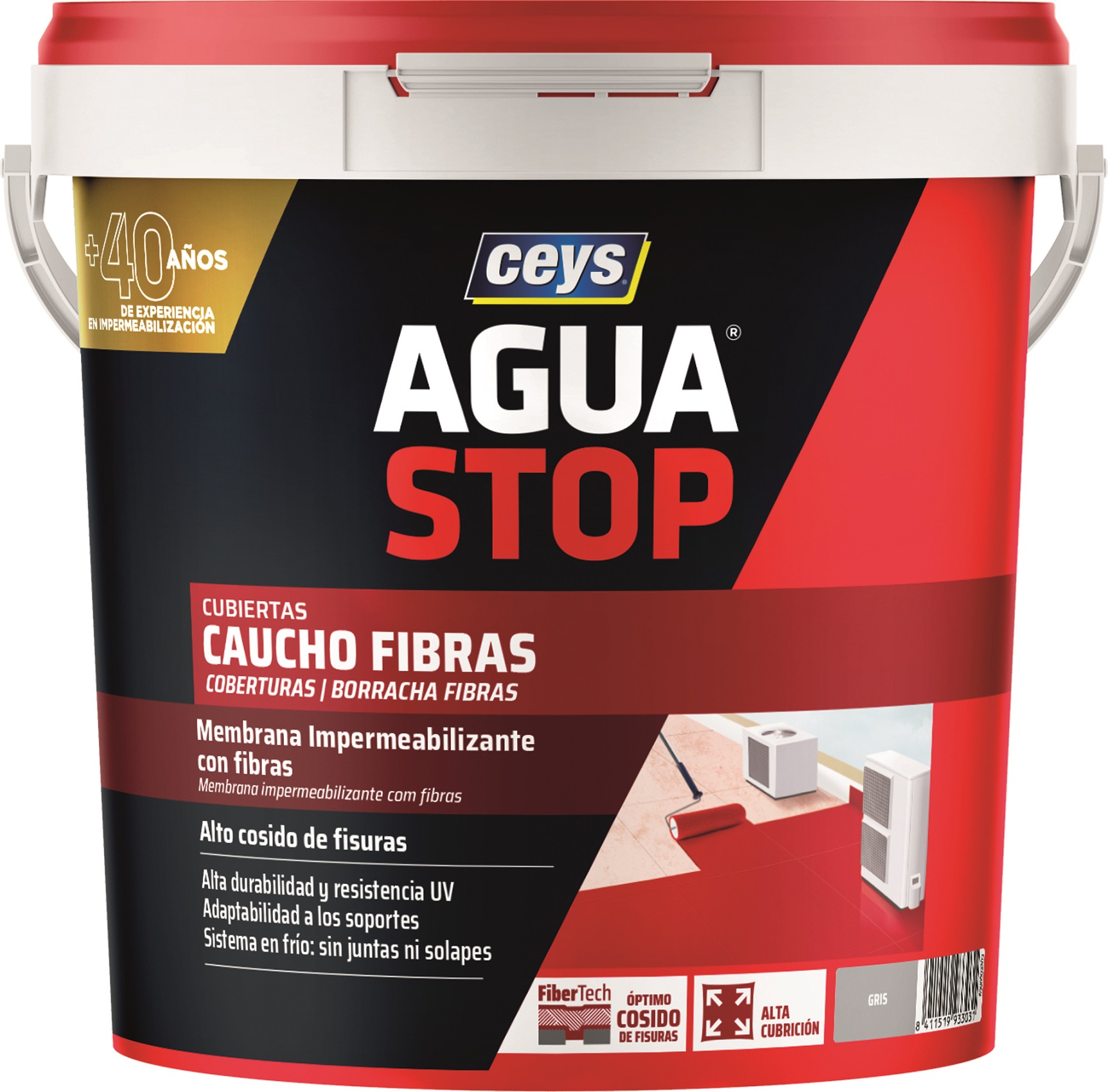 AGUASTOP CAUCHO FIBRAS GRIS 20 KG. CEYS