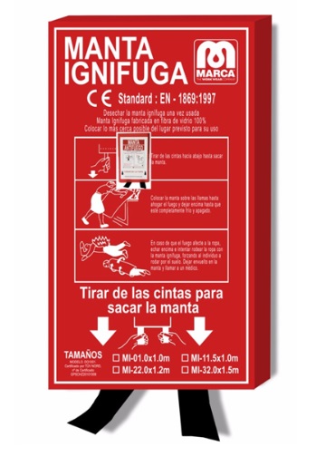 MANTA IGNIFUGA FIBRA DE VIDRIO 180X120 CM. EN CAJA PVC. 2388M