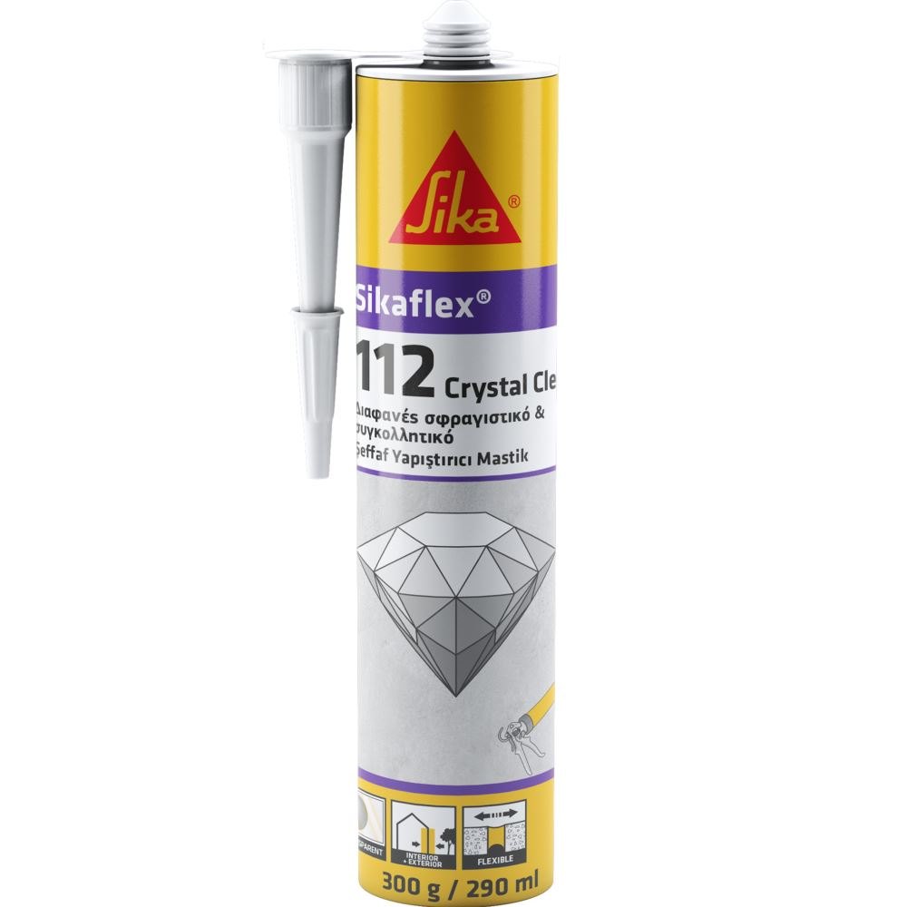 SIKAFLEX 112 CRYSTAL CLEAR TRANSPARENTE CARTUCHO 300GR.