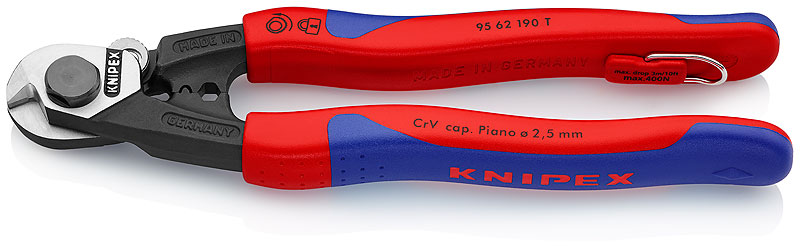 CORTACABLES PARA CABLE TRENZADO 9562 190 MM. ANTI-CAIDA KNIPEX (UU)