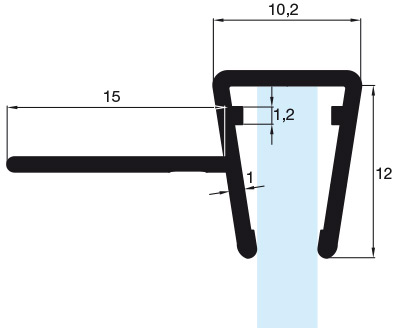 TIRA PERFIL JUNTA MAMPARA CRUCE 6/8MM. 2,20 MT. 01944.BC