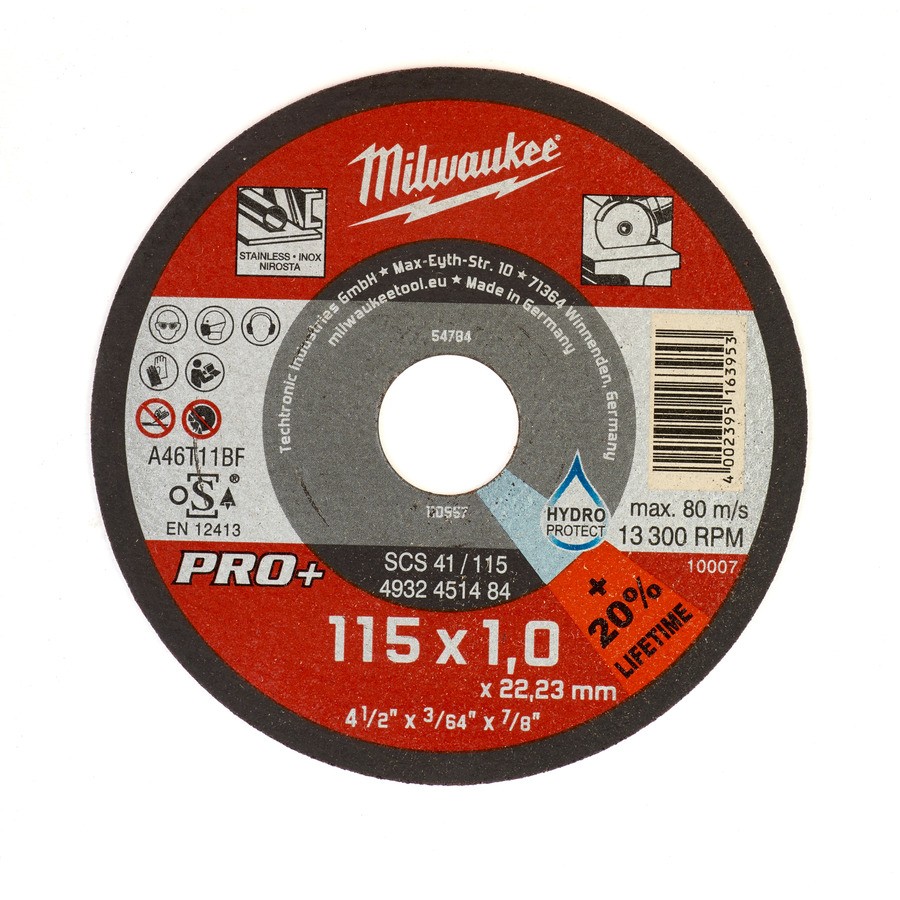 DISCO CORTE METAL PRO+ Ø115x1 MM. MILWAUKEE