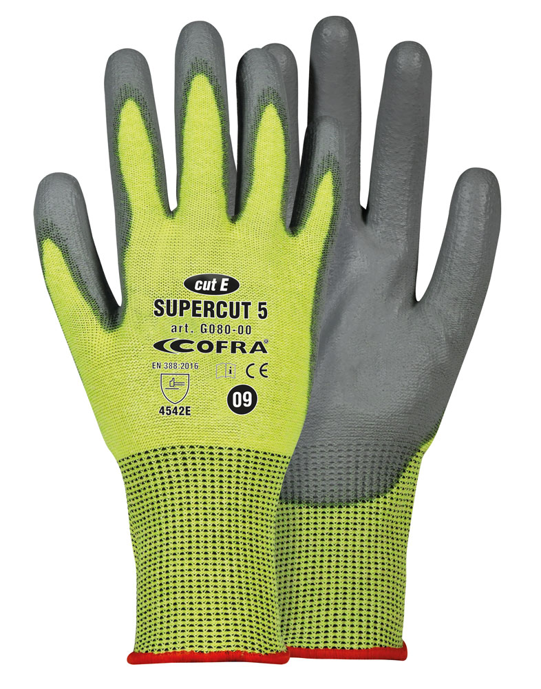 GUANTE POLIURETANO COFRA SUPERCUT 5 VERDE/GRIS T-9