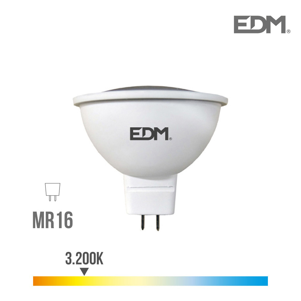 BOMBILLA DICROICA LED GU5.3 12V 5W 450 LM 3200K LUZ CALIDA EDM 35245