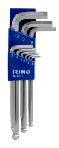 JUEGO 9 LLAVES ALLEN LARGAS DE BOLA CROMDAS 1.5-10 MM. 48-9C-H IRIMO