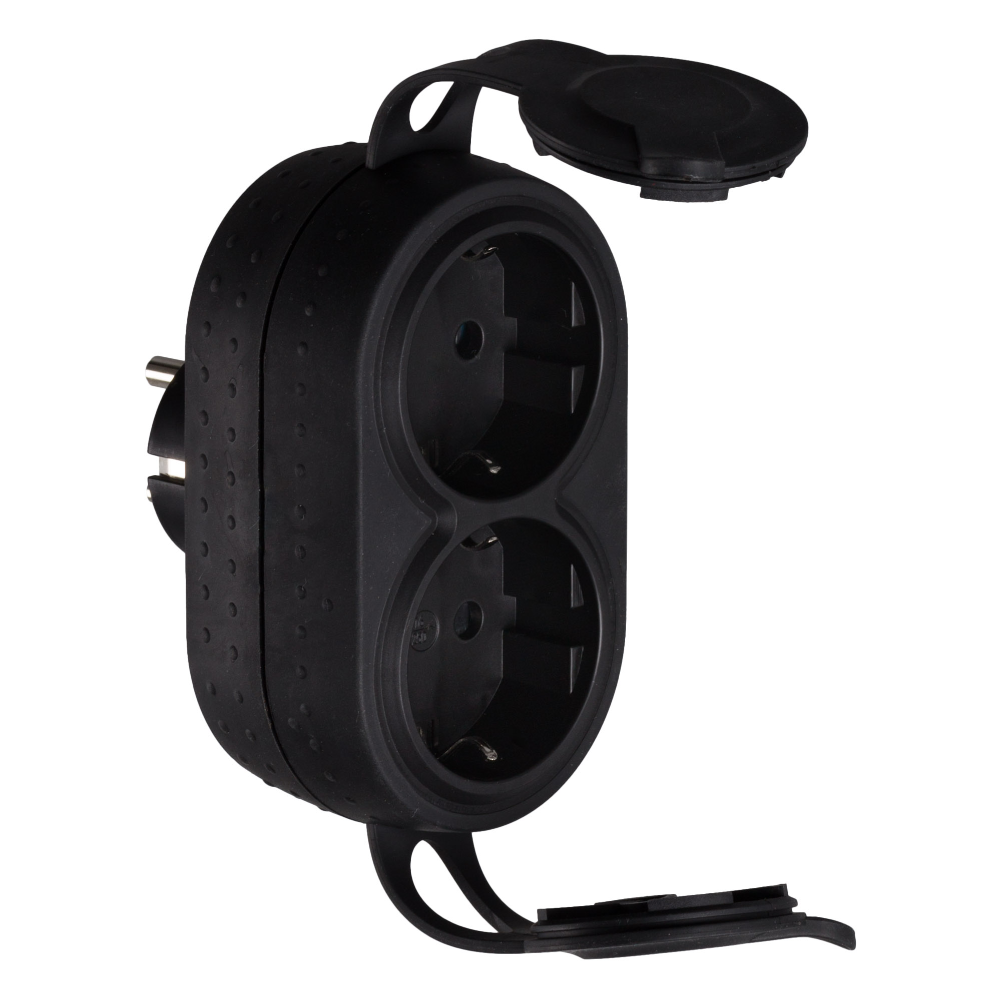ADAPTADOR DOBLE CON TAPA 2P+T 10/16A CAUCHO NEGRO PROFESIONAL LEGRAND