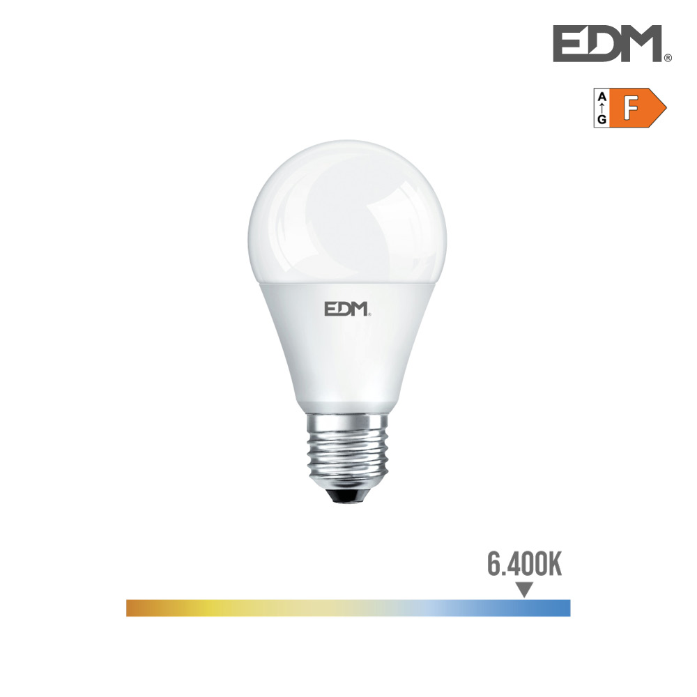 BOMBILLA CREPUSCULAR STANDARD LED E27 10W 800 Lm 6400K LUZ FRIA EDM REF.35388
