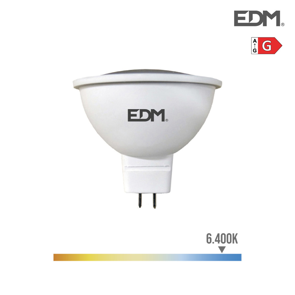 BOMBILLA DICROICA LED GU5.3 12V 5W 450 Lm 6400K LUZ FRIA EDM 35246