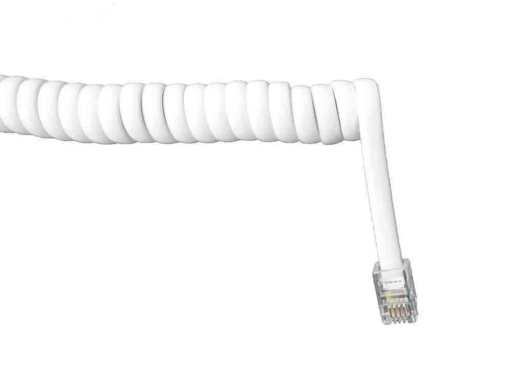ALARGO TELEFONICO RIZADO M-M RJ11 2.5 MT A 4 MT.4 VIAS BLANCO EDM