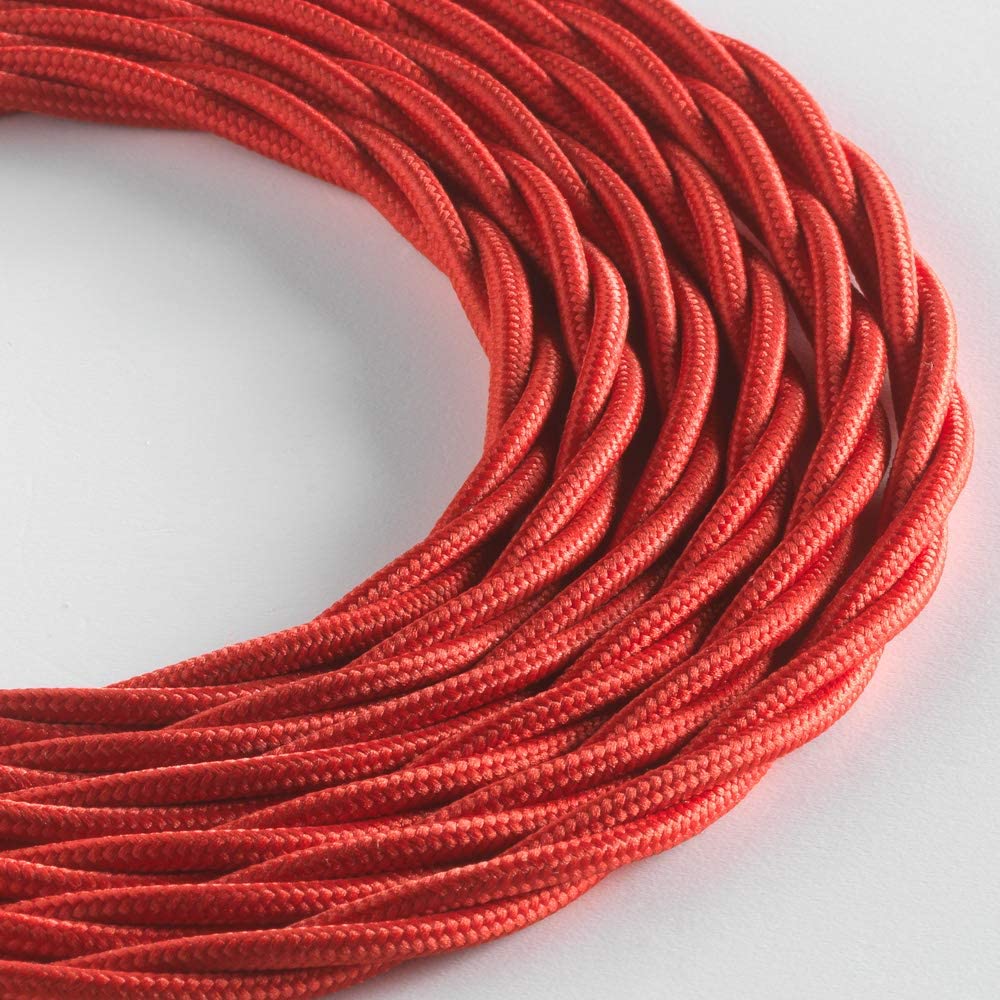 ROLLO 5 MT CABLE TEXTIL TRENZADO 2X0,75 MM. ROJO 