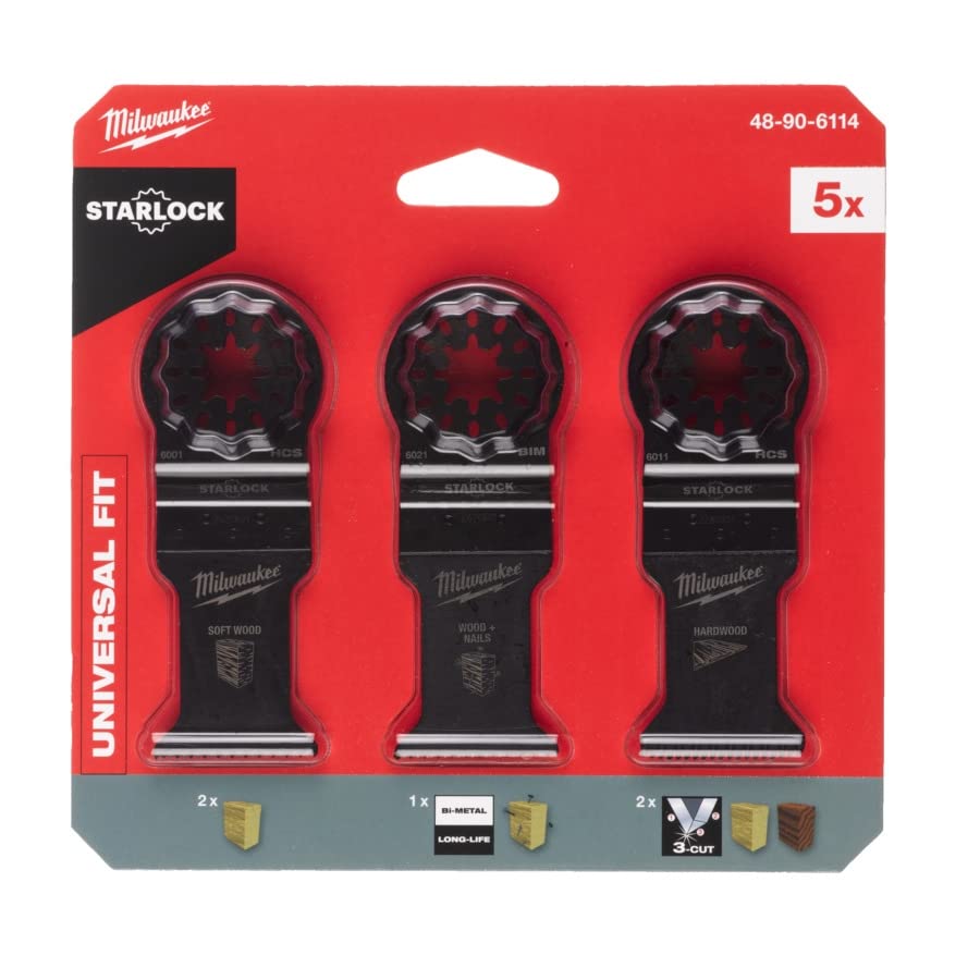 JUEGO 5 CUCHILLAS PARA MADERA MILWAUKEE