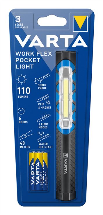 LINTERNA LED BOLIGRAFO WORK FLEX POCKET LIGHT 110 LUMENS VARTA