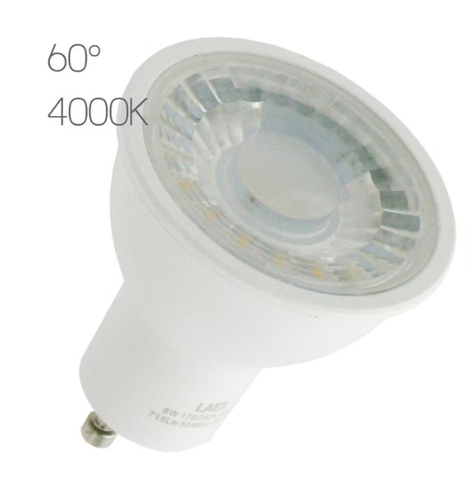 BOMBILLA DICROICA LED 60° GU10 7W 600LM 4000K LUZ DIA LAES 999655
