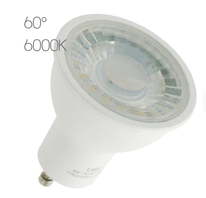 BOMBILLA DICROICA LED 60° GU10 7W 610LM 6500K LUZ FRIA LAES 999662