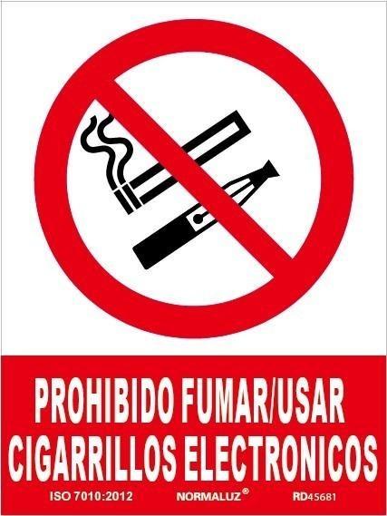 SEÑAL ADHESIVA PROHIBIDO FUMAR/CIGARROS ELECTRONICOS 15X20CM RD45681