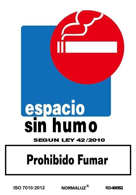 SEÑAL PROHIBIDO FUMAR ESPACIO SIN HUMO 21X30CM RD40052