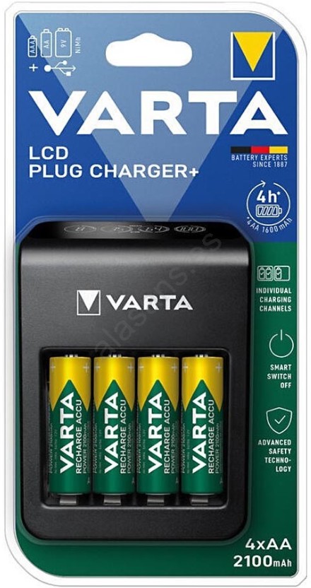 CARGADOR DE PILAS 4XAA/AAA VARTA + 4 PILAS AA RECARGABLES