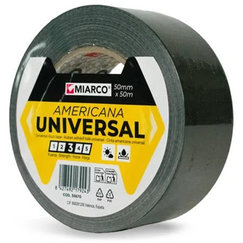 CINTA AMERICANA NEGRA 50MM X 50 MT.