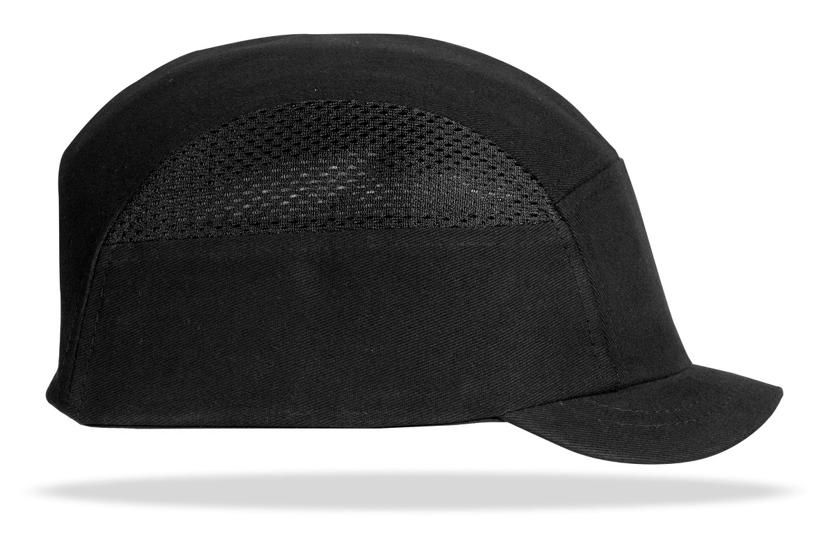 GORRA DE PROTECCION ANTIGOLPES NEGRA CON VISERA CORTA DE 3 CM