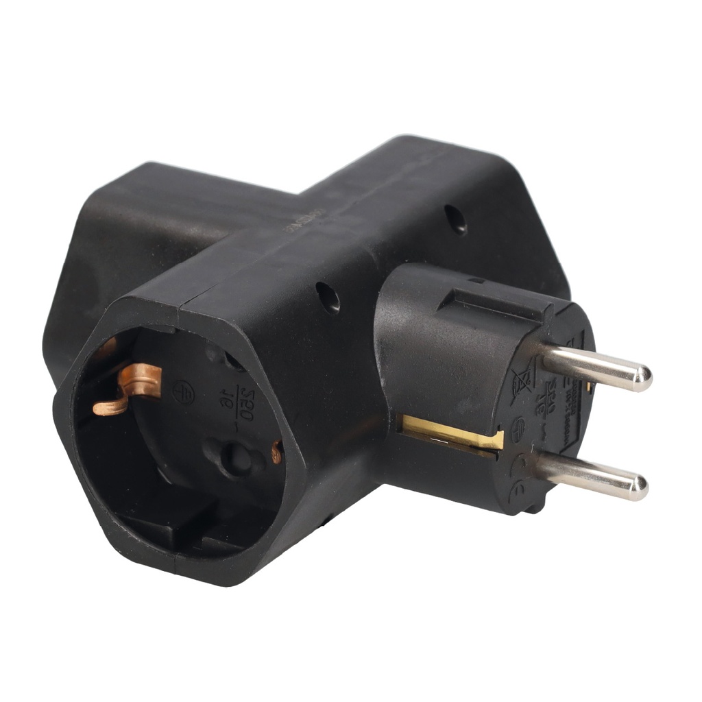 ADAPTADOR TRIPLE 16 A 250 V NEGRO GARSACO