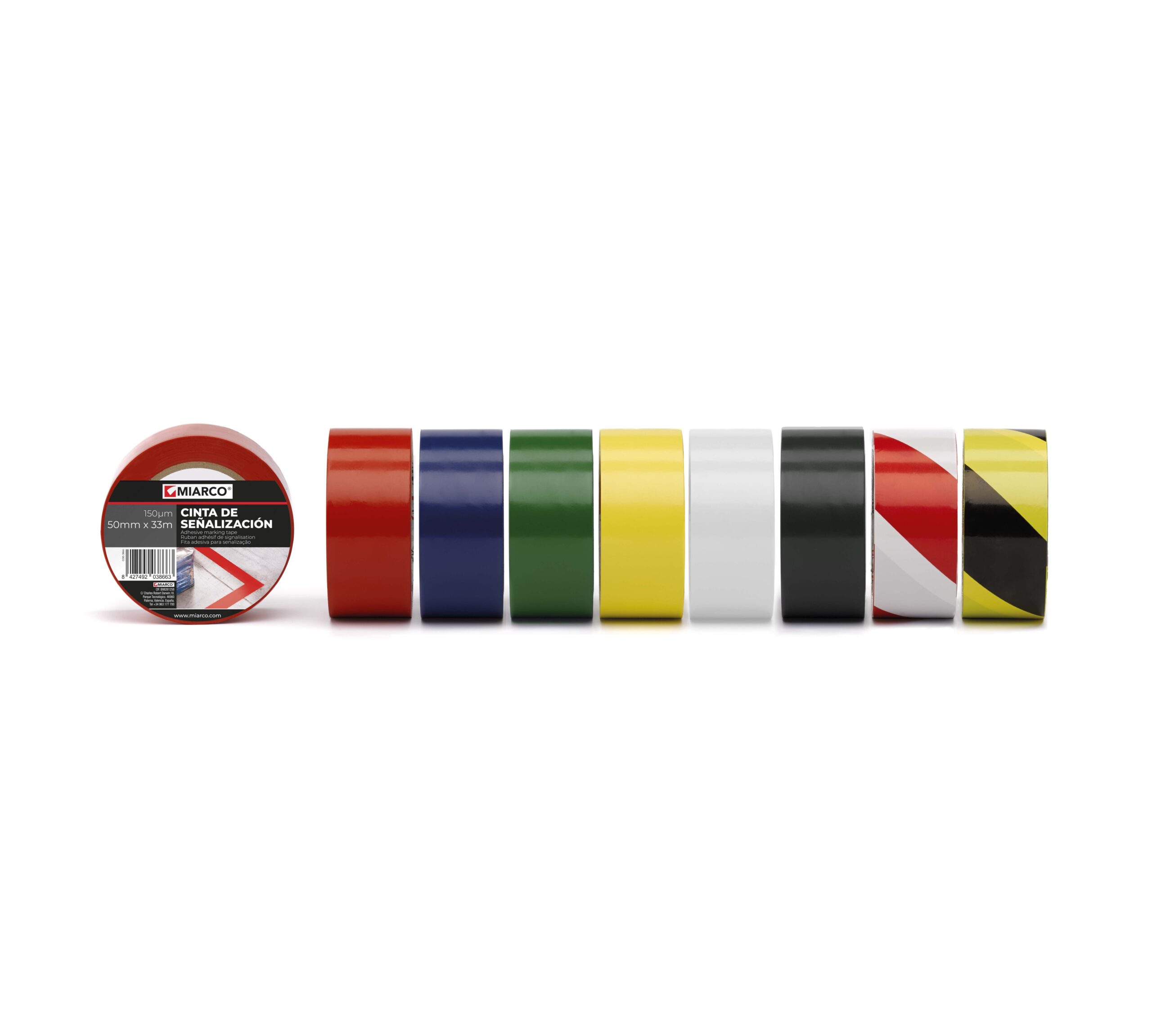 CINTA SEÑALIZACION PVC NEGRO 5MM X 33MT MIARCO (UU)