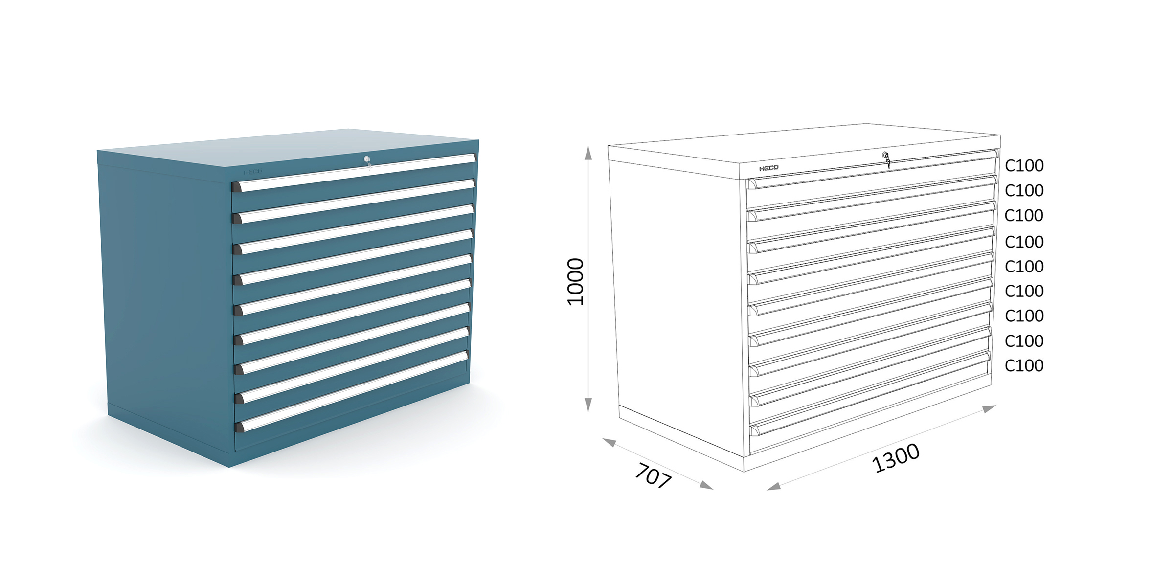ARMARIO CLASIFICADOR TELESCOPICO 9 CAJONES 1300X707X1000MM GT 200KG HECO