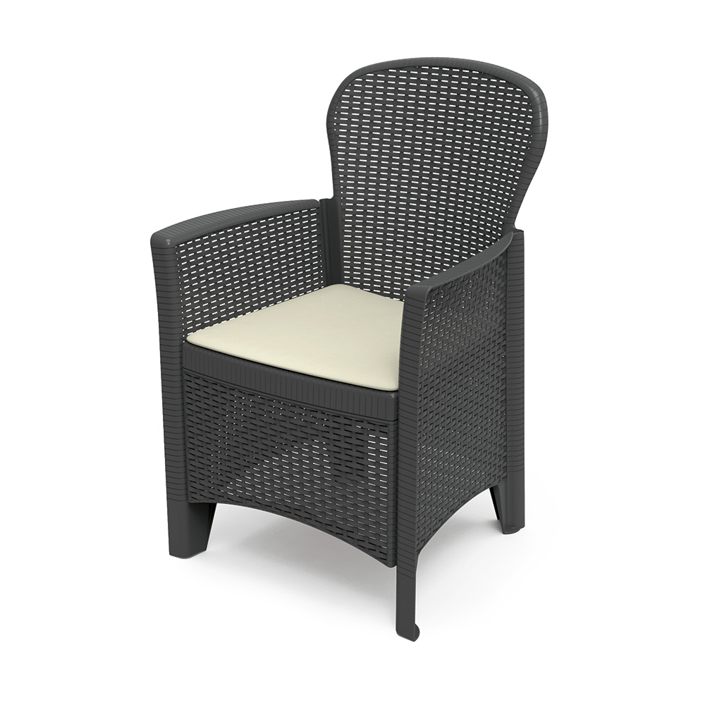 SILLA FOLIA IMITACION RATTAN ANTRACITA 60X58X89 CM. PROGARDEN
