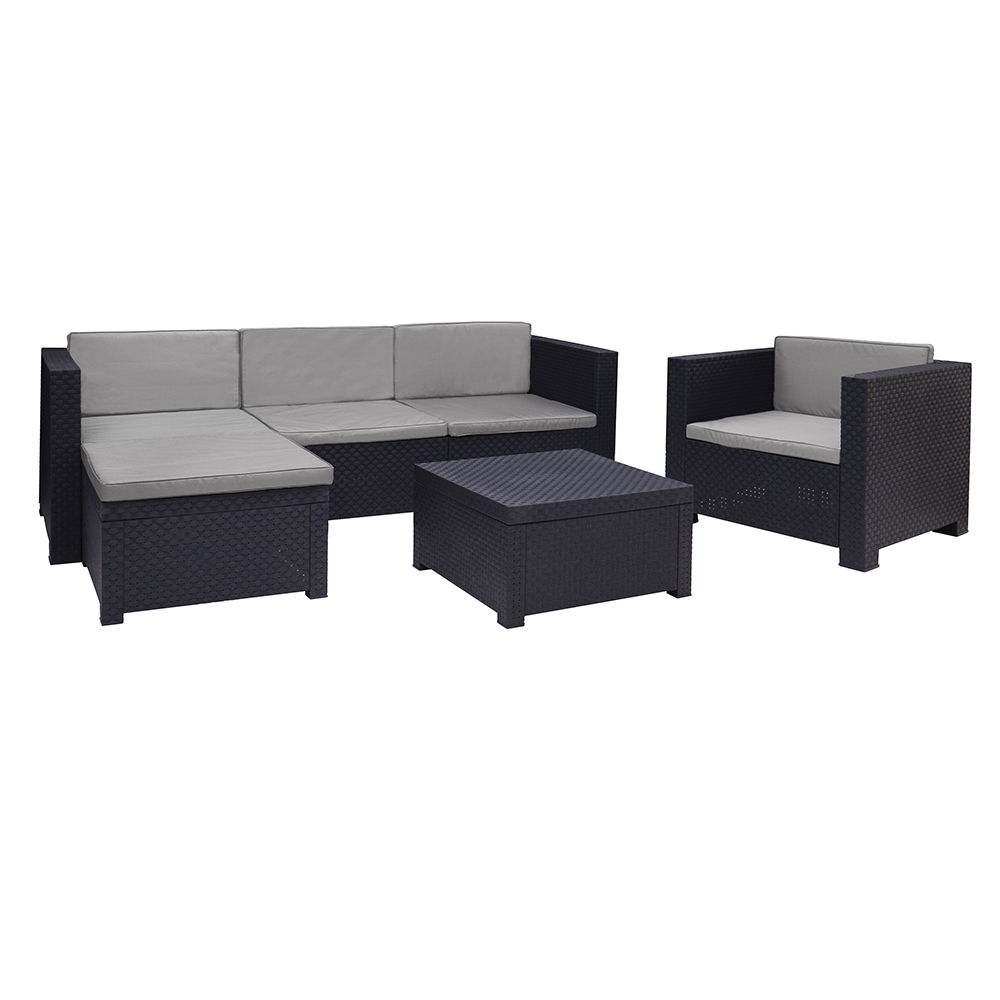 CONJUNTO JARDIN/TERRAZA MANHATTAN GRAFITO SOFA+SILLON+MESA SP BERNER