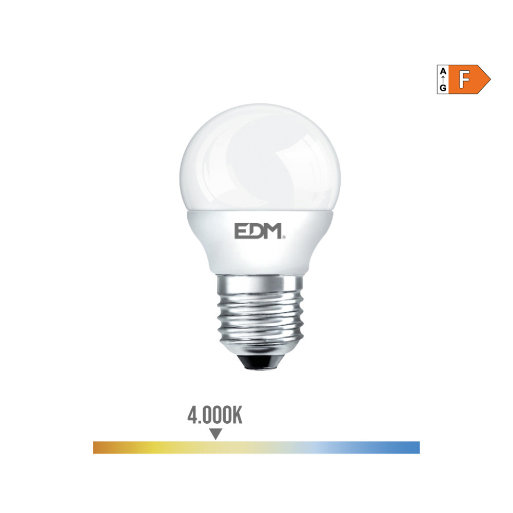 BOMBILLA ESFERICA LED E27 7W 600Lm 4000K LUZ DIA EDM