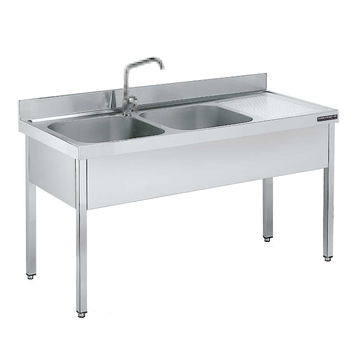 FREGADERO CON BASTIDOR ESCURRIDOR DERECHA 160X60 CM