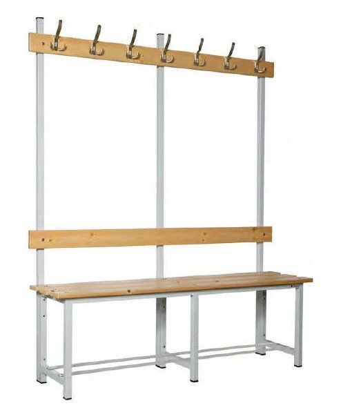 BANCO PERCHERO VESTUARIO MADERA Y ACERO 1745x4500x355 MM 79013 MEGABLOK