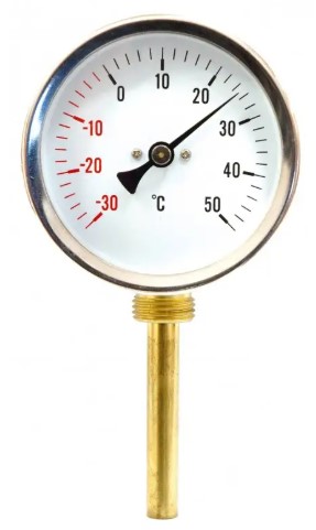 TERMOMETRO BIMETALICO CONEXION VERTICAL Ø80X50MM 1/2" 0-120 ºC