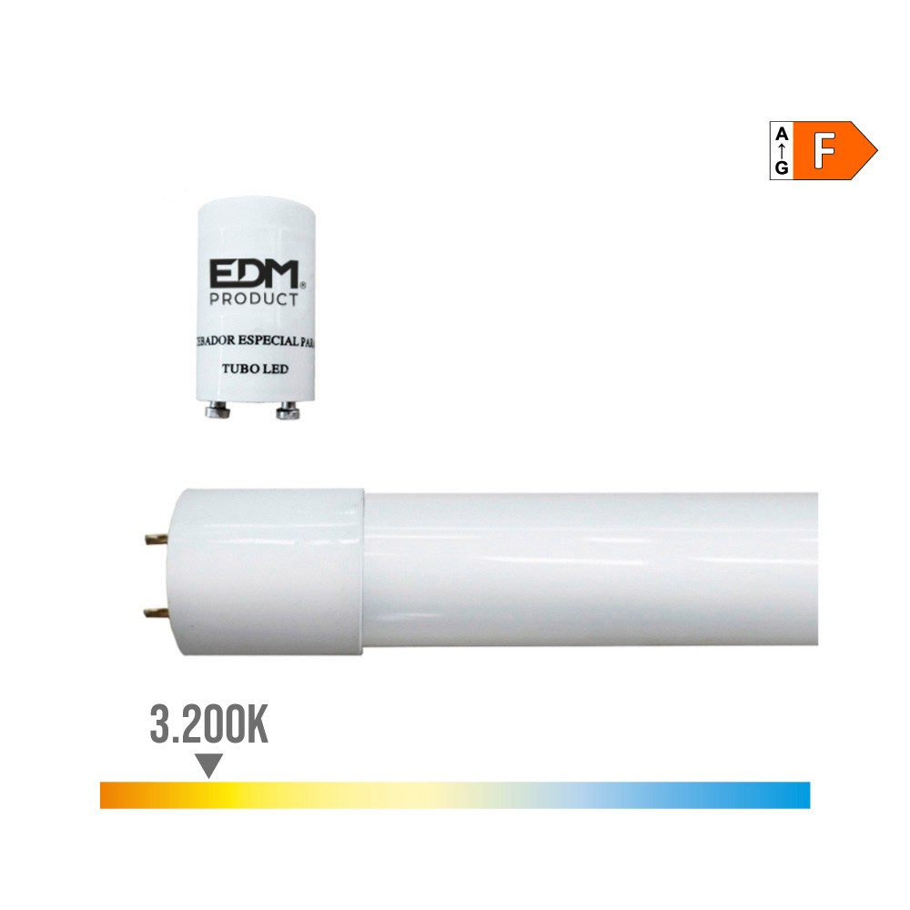 TUBO LED T8 18W 1600LM 3000K LUZ CALIDA (EQ.36W) EDM