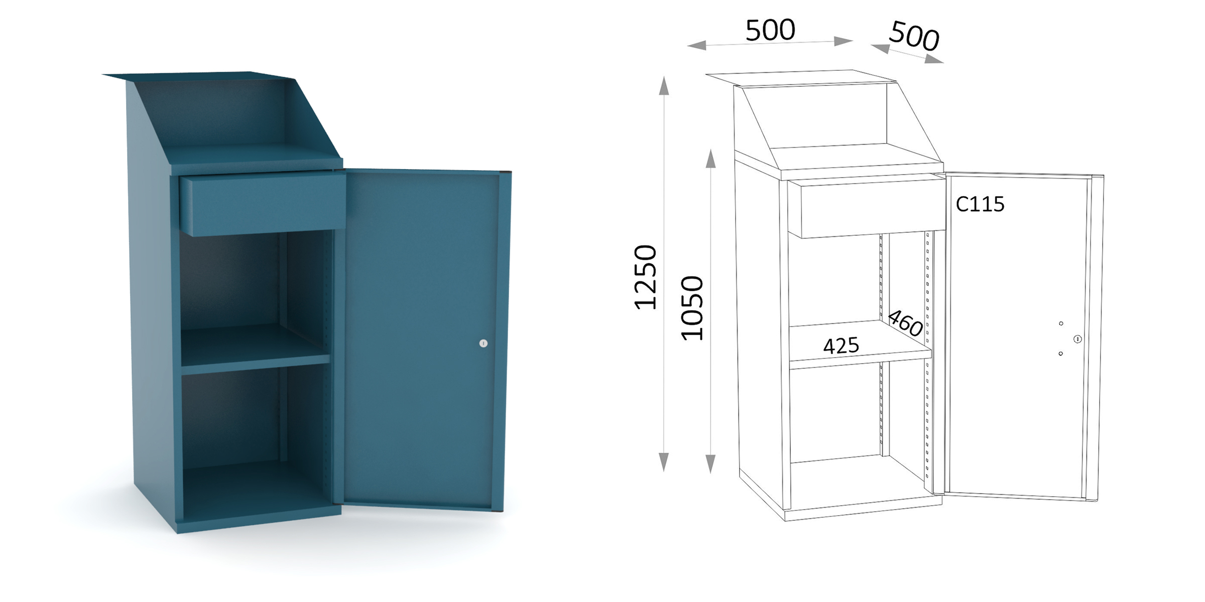 ARMARIO CON RUEDAS 500X500X1250MM HECO
